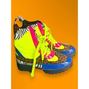 Cape Robbin Commander Multi-Color Lug Sole Lace Up Chunk Heel Platform Boots 10M